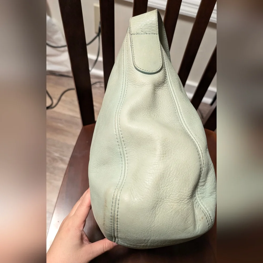 Vintage Coach leather soho zip boho shoulder bag aqua green M6H-4161,made in USA - Picture 12 of 16